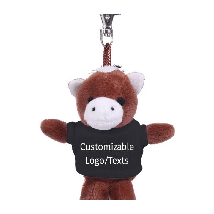 Llavero de 4" - Caballo con camisa personalizada para venta al por mayor de Plushland