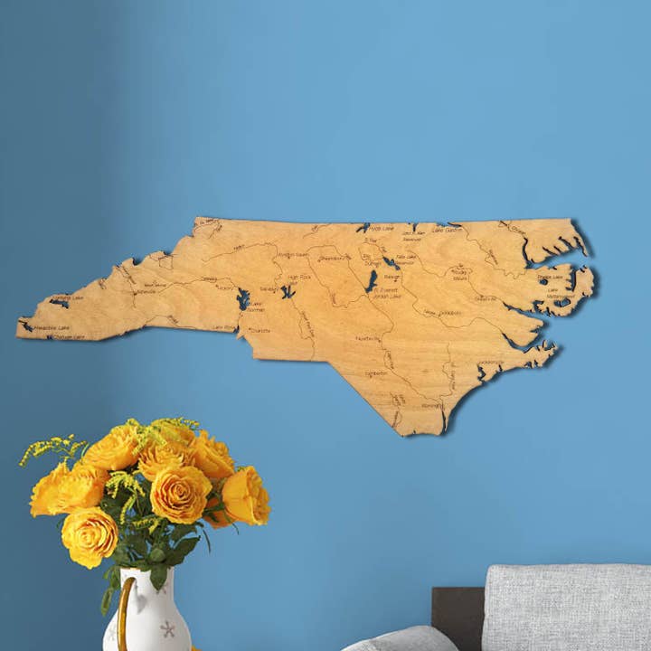 North Carolina Wood Map for wholesale by Meridian Maps