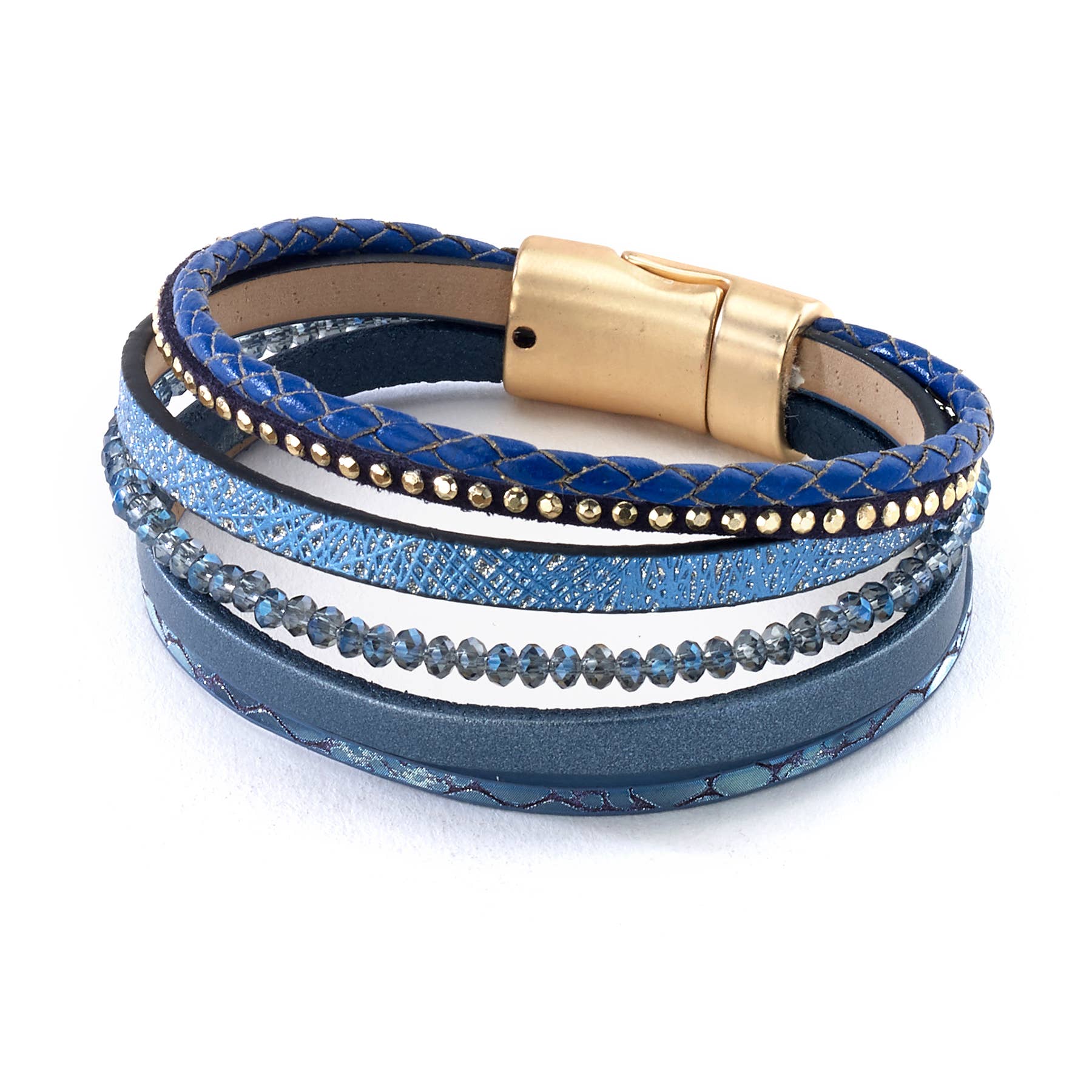 Leather Magnetic single strand swirl multicolor bracelet