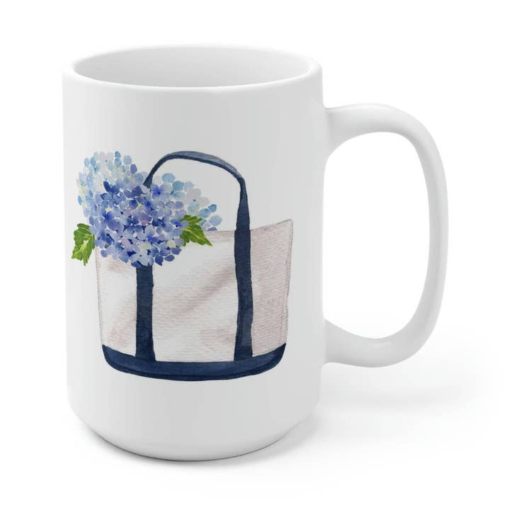 Tasse en céramique Islesboro Tote Hortensia pour la vente par The Muddy Dog
