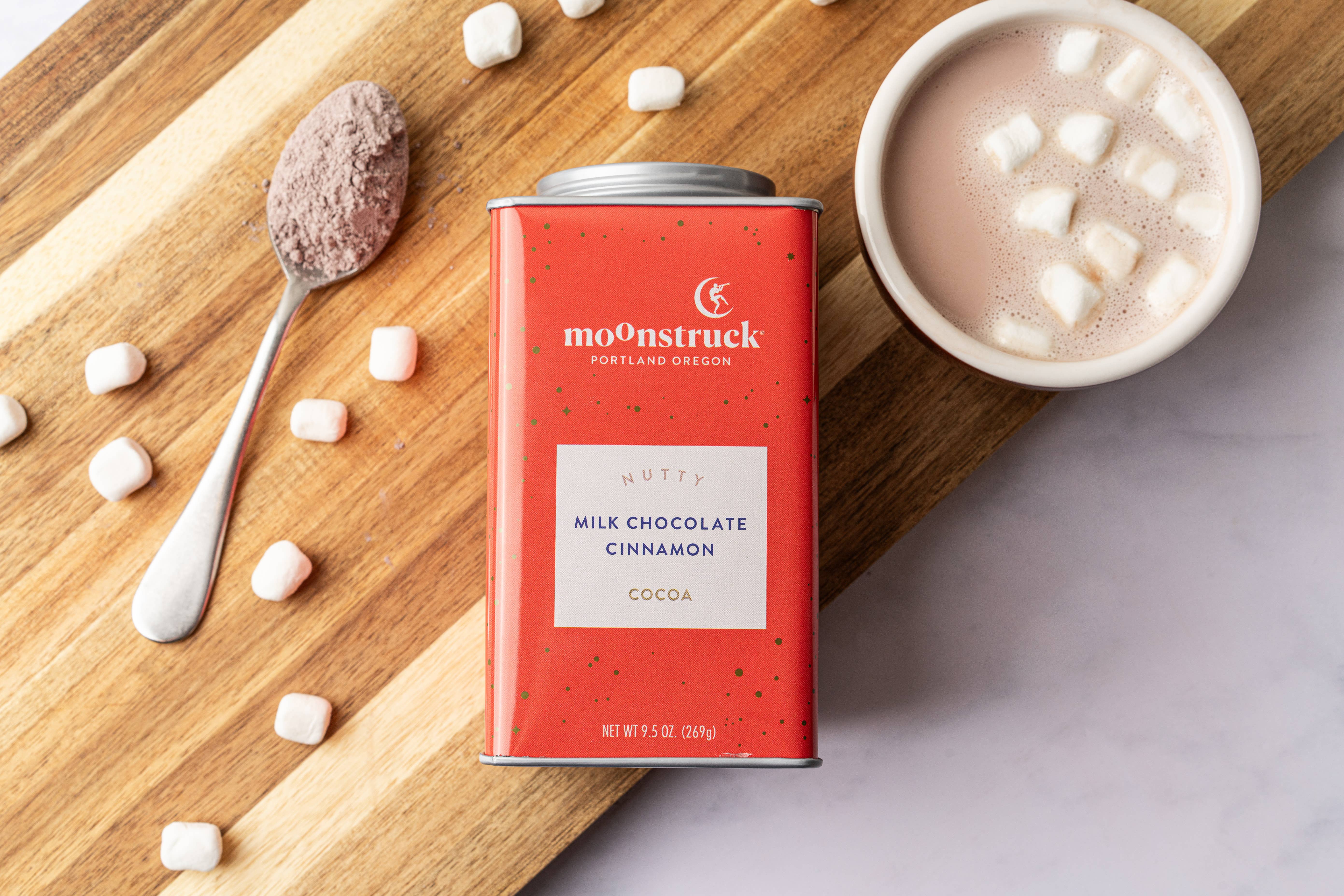 Moonstruck Chocolate Co - Wholesale Hot Cocoa Mix/Kit - Nutty: Cinnamon Milk Chocolate Hot Cocoa Tin