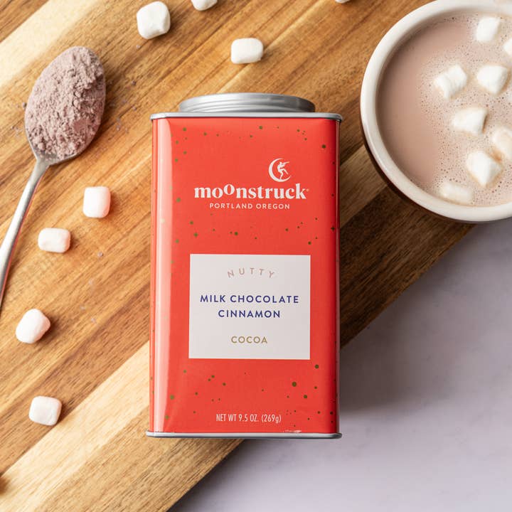 Moonstruck Chocolate Co - Wholesale Hot Cocoa Mix/Kit - Nutty: Cinnamon Milk Chocolate Hot Cocoa Tin