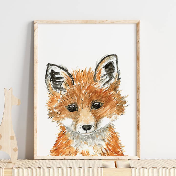 Baby Fox Art Print for wholesale by WLDFLWR Studio