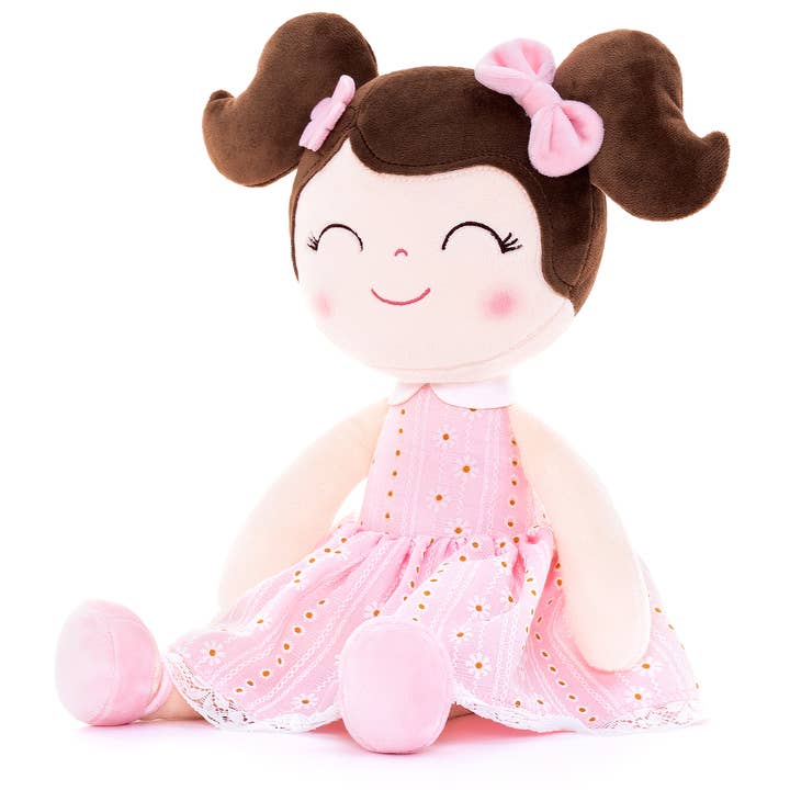 Tiny Tots Boutique - Wholesale Stuffed/Plush Toy - Kids & Baby - Light Pink Plush Doll With Dark Brown Hair1