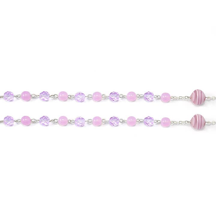 Ghirelli UsA Inc - Wholesale Prayer Beads Necklace - Madonna Roses & Lilac Murano Rosary
