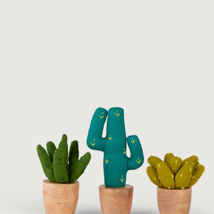 Ten Thousand Villages - Wholesale Artificial Plant - Handmade Mini Cotton Prickly Pear Cactus