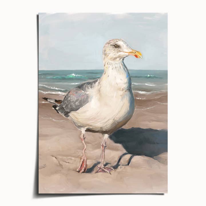 The Ugly Cat Studio - Wholesale Art Print - Seagull with Wobbly Leg Fine Art Print