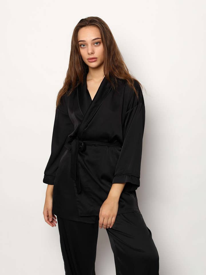 Schwarzes Loungewear-Set für den Großhandel von La Musa