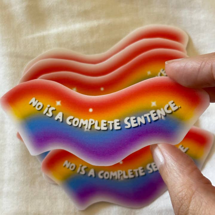 UNFOLDZinesandArt - Wholesale Sticker - Rainbow Pride Vinyl Sticker | No is a Complete Sentence