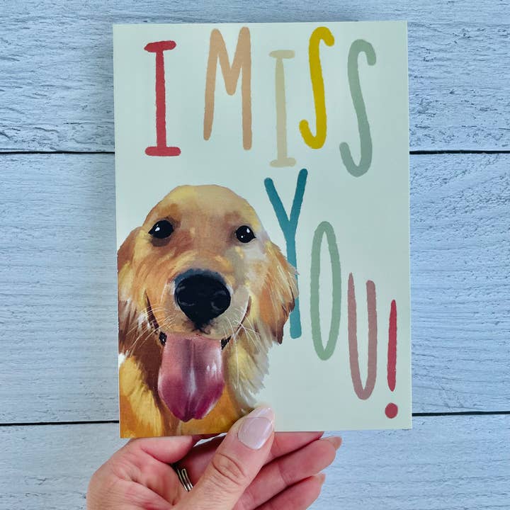 A Quartzy Life – Engroshandel Hverdagshilsen kort – Jeg savner dig Golden Retriever-kort1