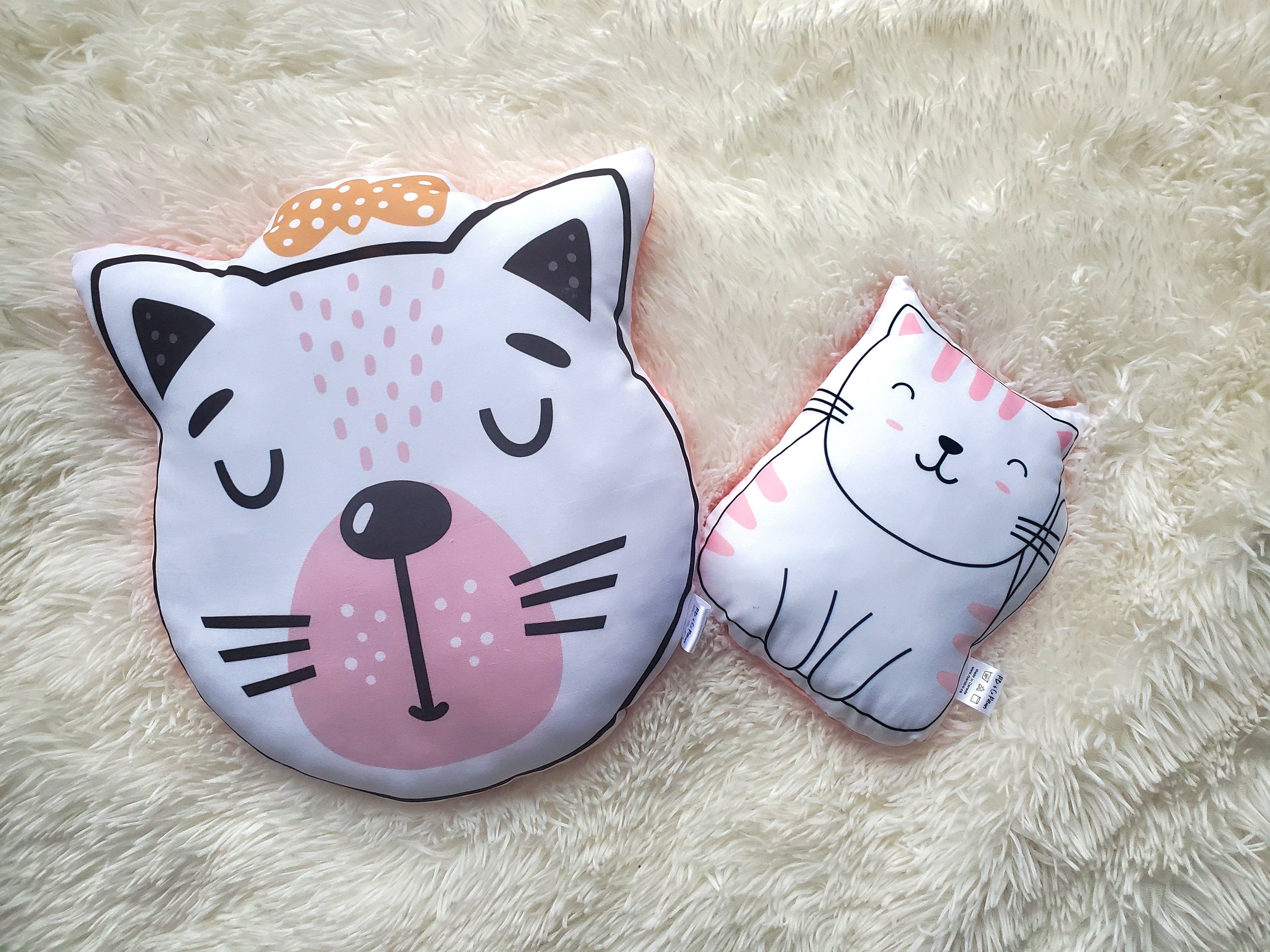 RB & Co. Pillows and Home – Großhandel Zierkissen – Katzen-Wurfkissen, Kinder Dekokissen, neutrales minimalistisches Kinderzimmer-Dekor, Tier-Baby-Raum-Dekoration,3