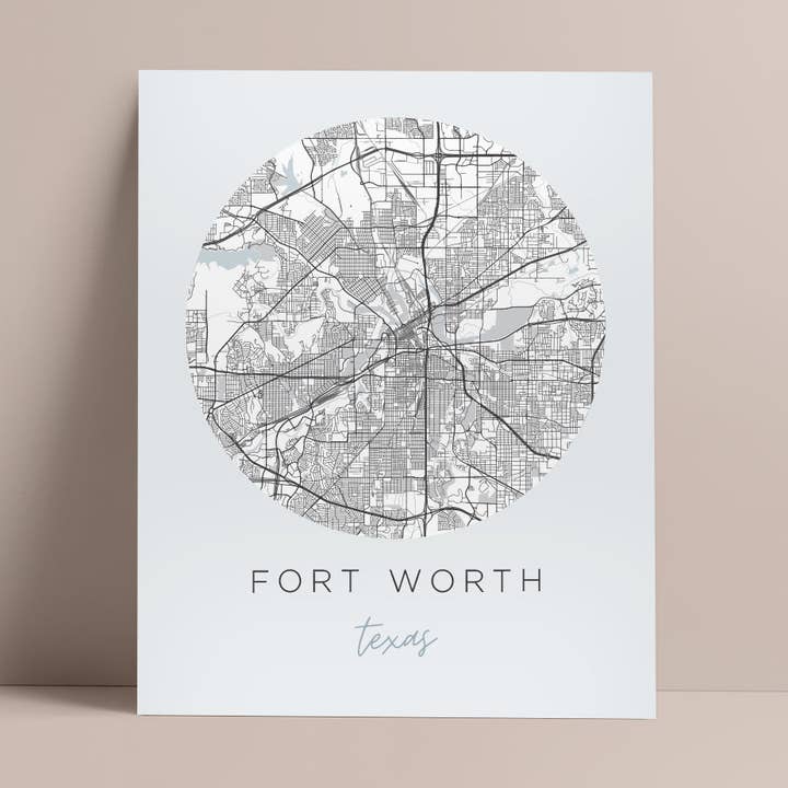 Affiche de la carte de Fort Worth (Texas) pour la vente par Backstory Map Co.
