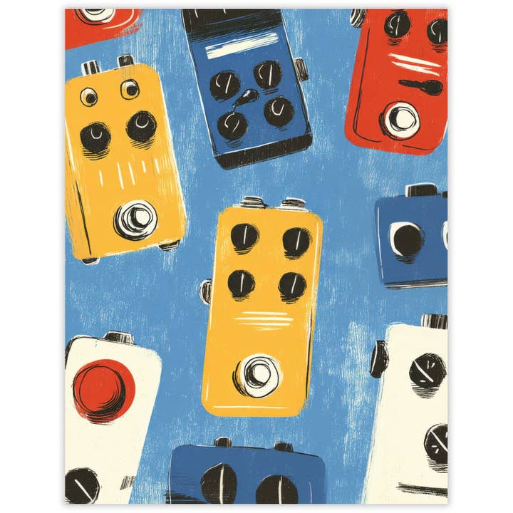 Guitar Effects Pedals – Recycled Blank Notecard for Musicians for wholesale by Scarecrow & Nut Tree