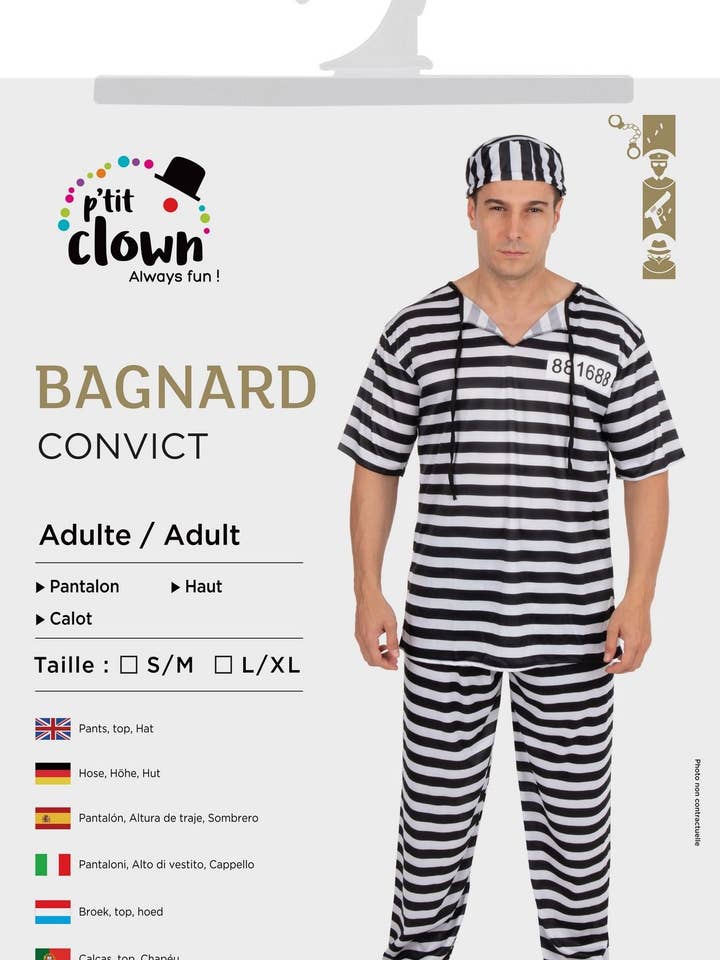 Sträflingskostüm - Erwachsene - S/M für den Großhandel von P'tit Clown