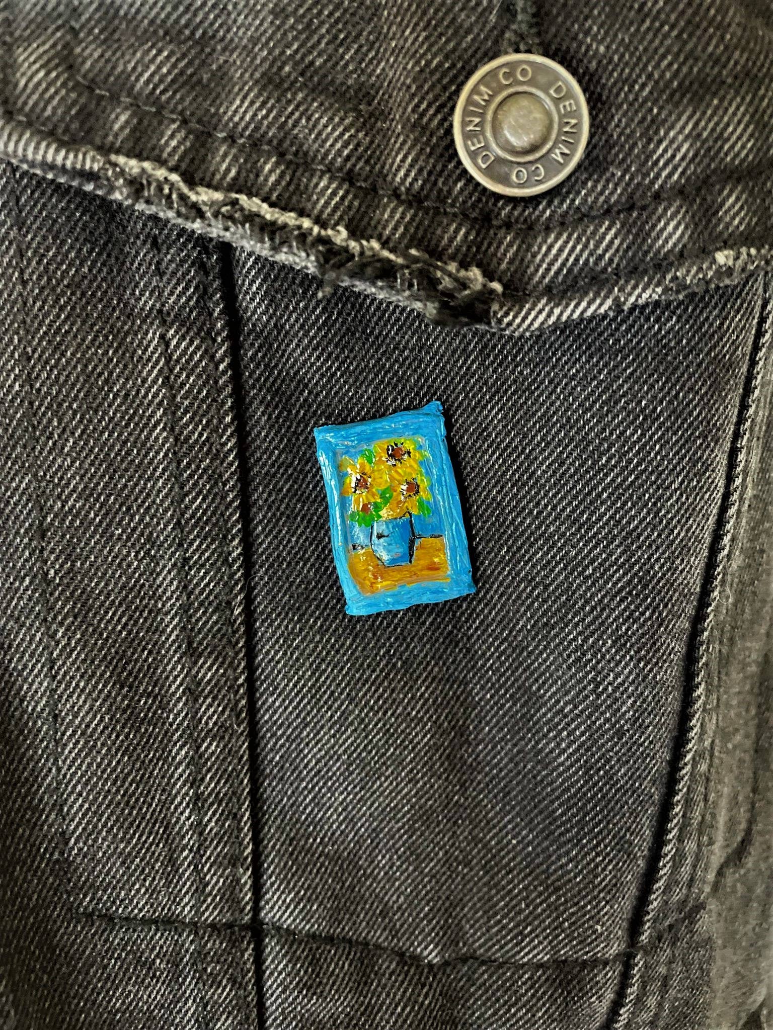 PrettySpookyDesigns - Wholesale Brooch - Polymer clay pin - Sunflowers | badge | Van Gogh accessories4