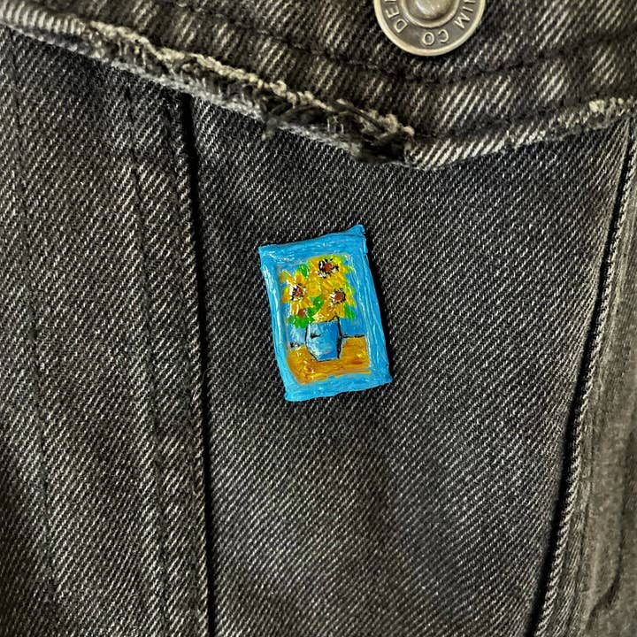 PrettySpookyDesigns - Wholesale Brooch - Polymer clay pin - Sunflowers | badge | Van Gogh accessories4
