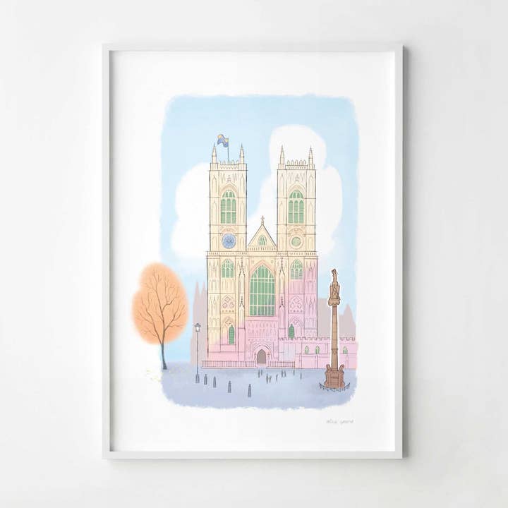 Westminster Abbey Illustration London Print for wholesale by Mike Green Illustration