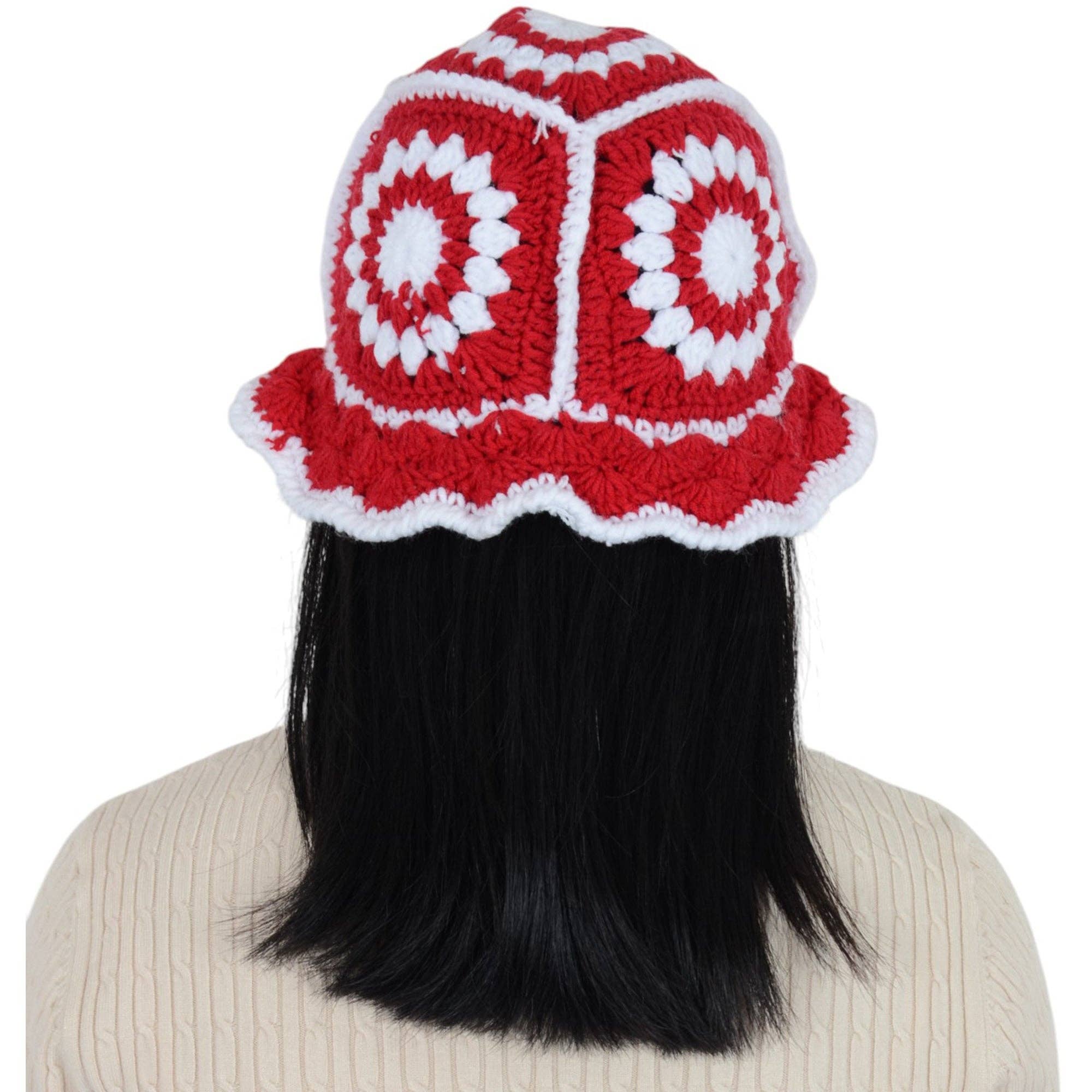 AK Brand – Engroshandel Bucket hat - Dame – Hæklet bøllehat retro solstråle strik foldbar strandhat27