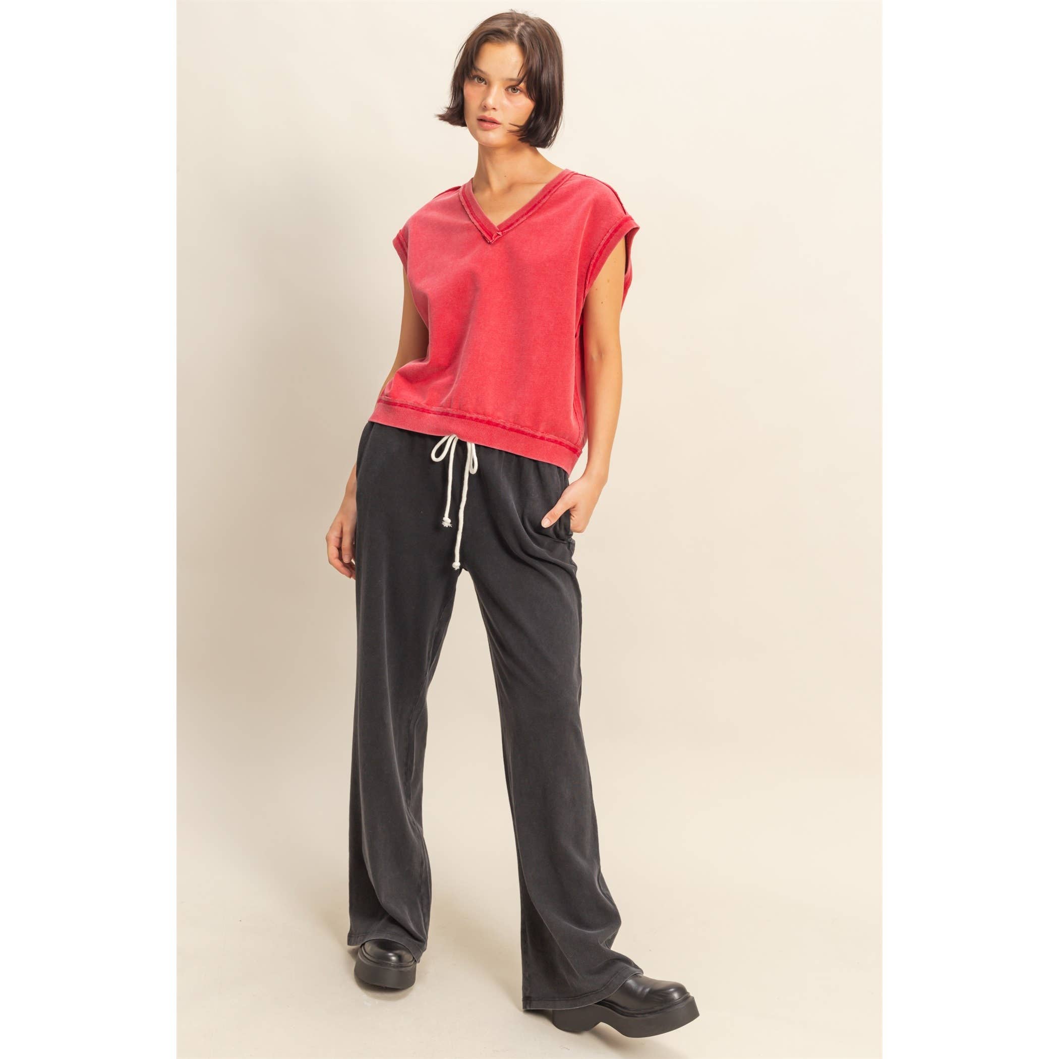 Double Zero - Vendita all'ingrosso Pantaloni sportivi/da jogging loungewear - Donna - Pantaloni rilassati a vita con coulisse lavati con minerali13