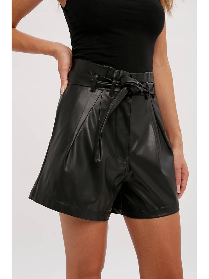 Bluivy - Wholesale Shorts – Women’s - HIGH WAISTED VEGAN LEATHER SHORTS4