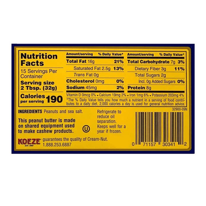 Koeze - Wholesale Nut Butter - Cream-Nut Natural Smooth Peanut Butter1