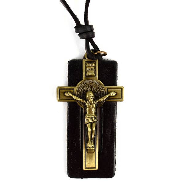 Selini New York - Wholesale Pendant/Charm Necklace - Jesus Pendant Adjustable Leather Necklace1