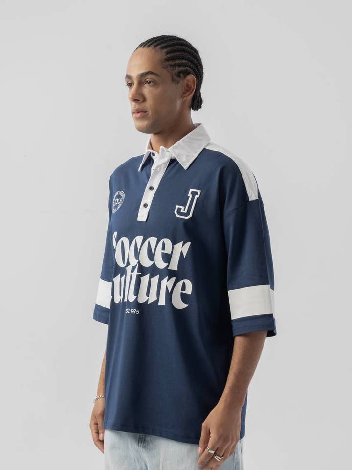 Oversized Polo Collar Rugby T-Shirt – Soccer Culture for wholesale by PremiumDenim