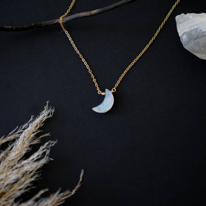 Rainbow Moonstone Moon Necklace & Star Earrin for wholesale by Seaflowerjewelry