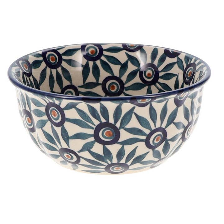 Bowl, Round, 5.5" in "Peacock Parade" by Manufaktura | M083U-AS60 for wholesale by Polish Pottery Outlet