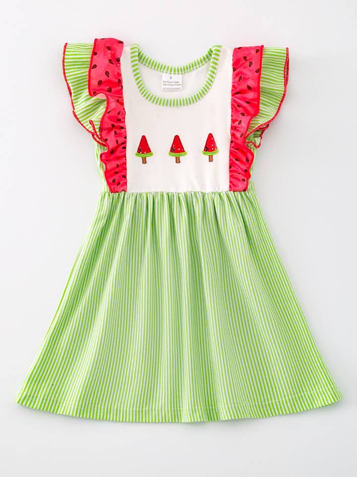 Robe à volants rayée avec imprimé glace pour filles d'été pour la vente par Rylee Faith Designs