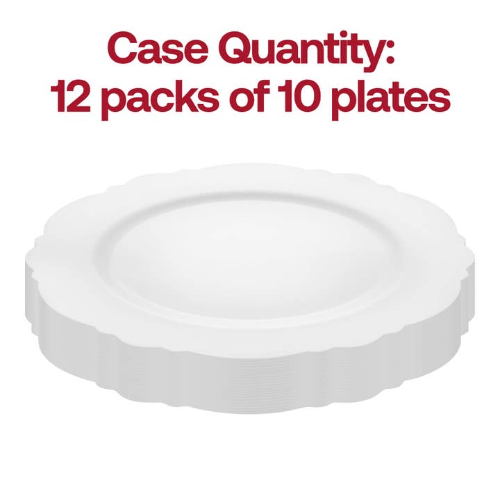 Smarty had a Party - Wholesale Salad Plate - 7.5" Solid White Blossom Plastic Salad Plates - 120 pcs3