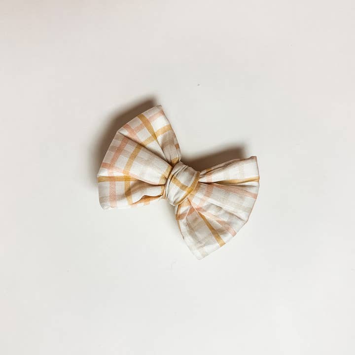 Sunset Plaid Plush Bow for wholesale by Mack & Co.