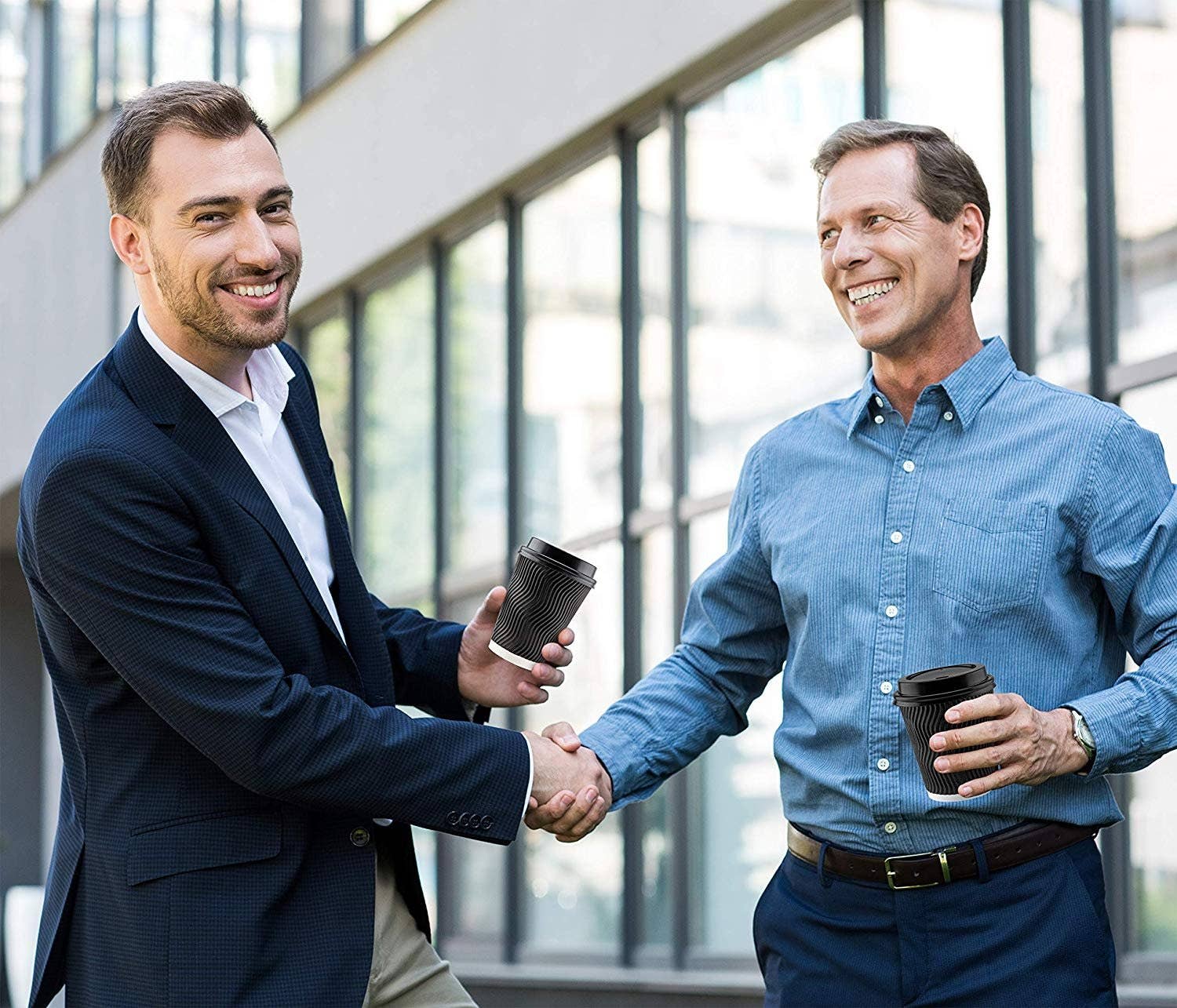 singleware - Wholesale  - NYHI 100Pc Black Disposable Paper Cups with Black Lids and Straw(8oz)3