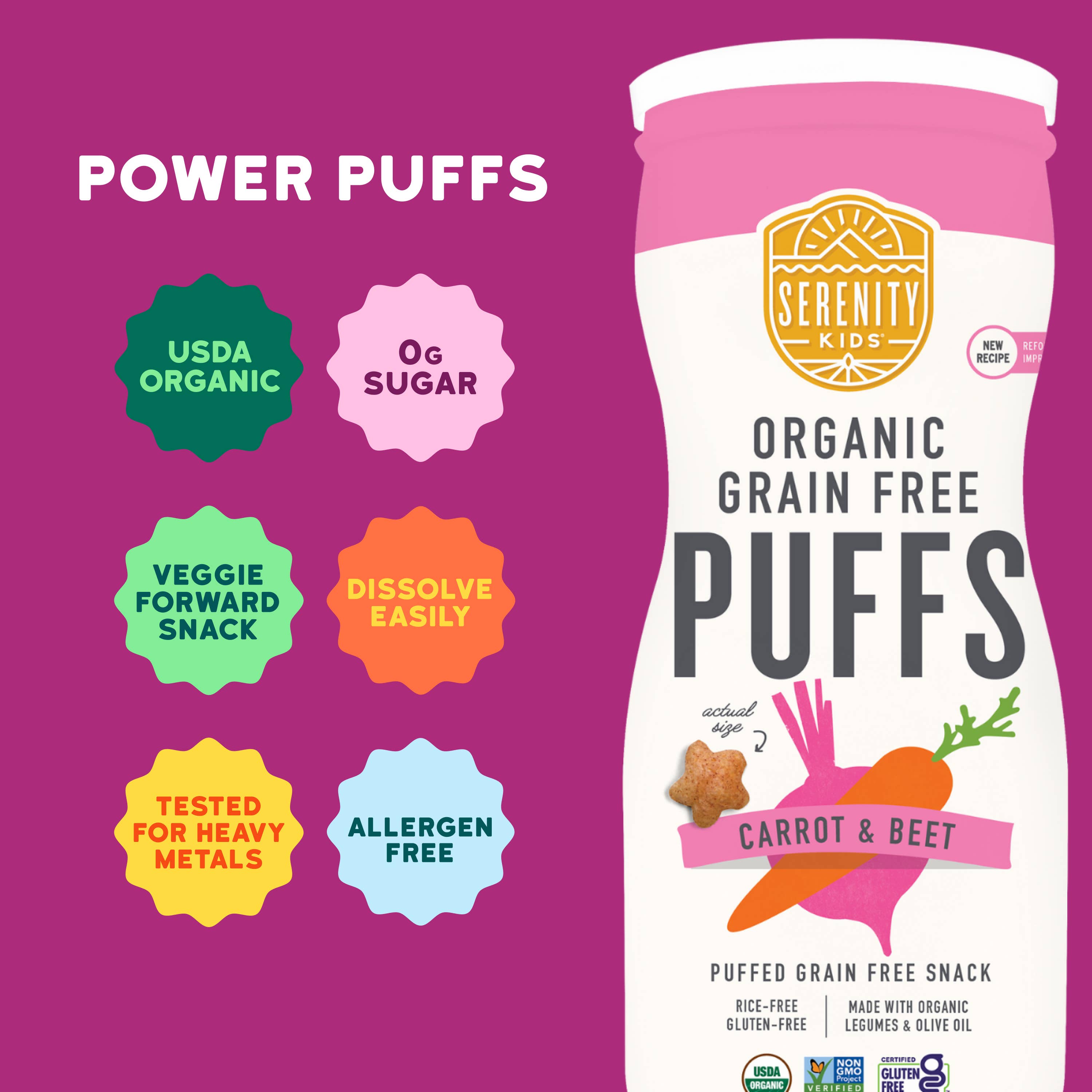 Serenity Kids - Wholesale Puffed Snack - Carrot & Beet Organic Grain Free Puffs (6 Cans)3