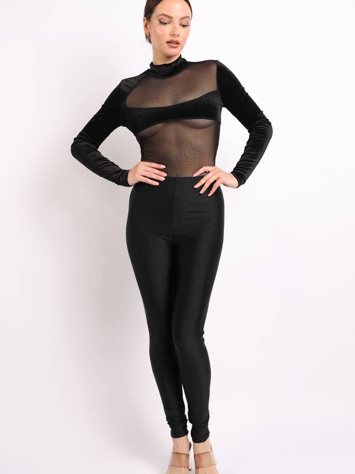Body en velours contrastant en maille pour la vente par K Too