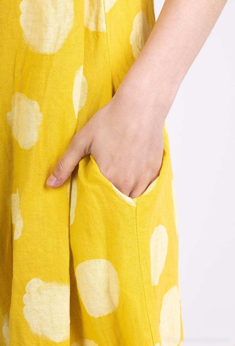 L'Emotion - Vente Combinaison – femme -  Combinaison à Pois Bretelles Nœuds Ajustables 100% Lin14