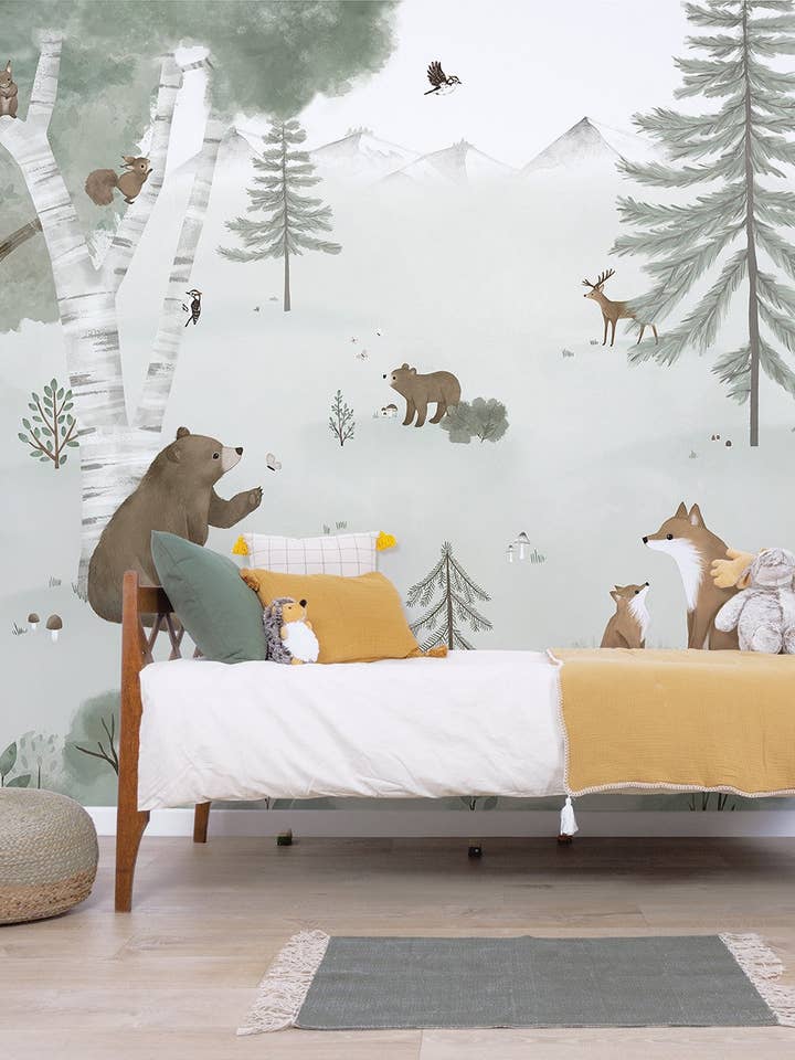 KHARU - Papier peint panoramique - Forêt et animaux for wholesale by LILIPINSO