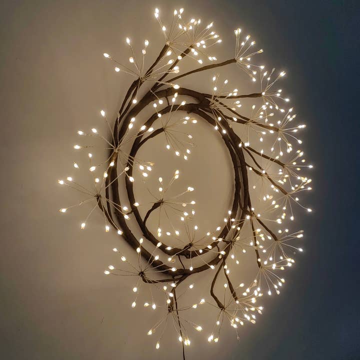 Hi-Line Gift Ltd. - Wholesale Christmas Decoration - 24in LED Christmas Wreath Brown Indoor Hanging Holiday Decor3