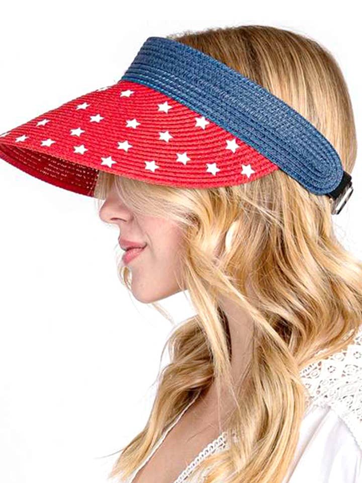 Americana Roll Up Straw Visor for wholesale by Artini Accessories