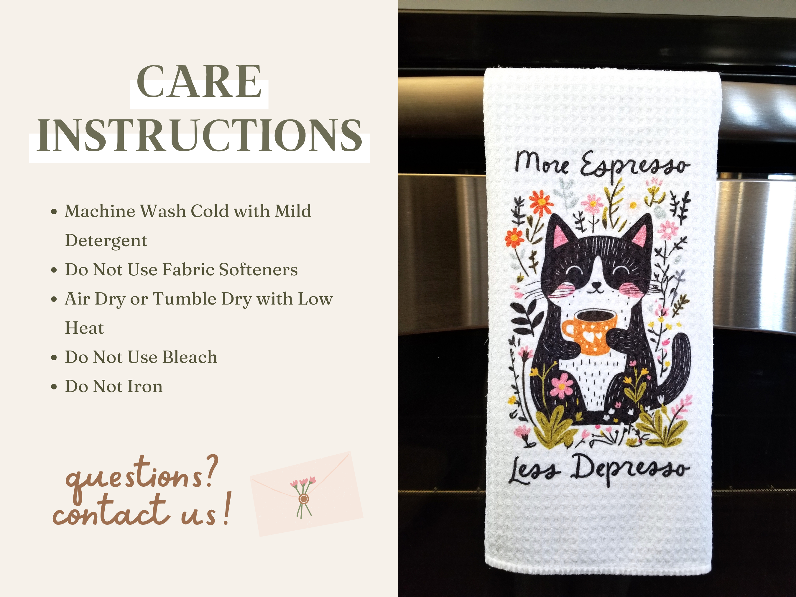 Firefly Paper Studio, LLC - Wholesale Tea Towel - More Espresso Less Depresso Tea Towel4