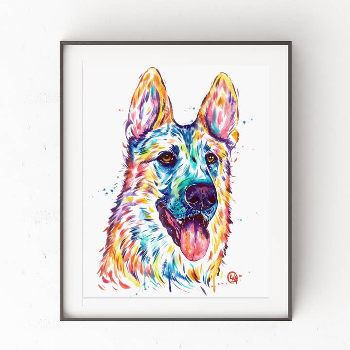 Whitehouse Art – wholesale Konsttryck – Tysk herde (Tan), GSD Art, Hundmålning. Pet Shop Art