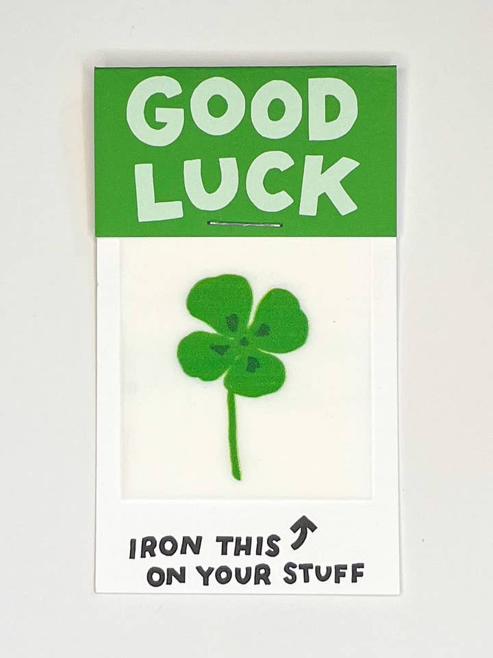 Good Luck Four Leaf Clover L'il Something Iron-On Card for wholesale by Hot Dang Press