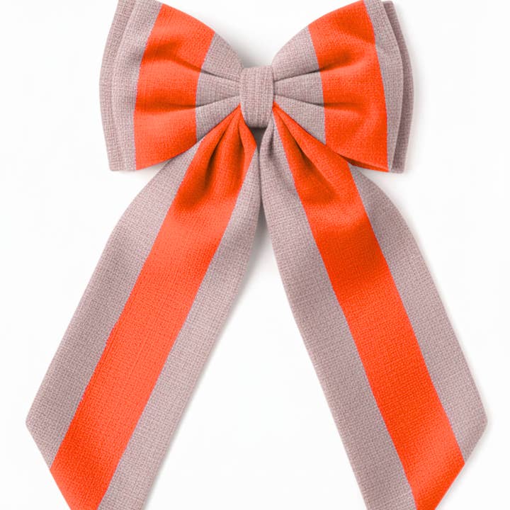 Sustainable Over-sized Linen Stripe Bow Hanging Christmas decoration for wholesale by thestudioUP