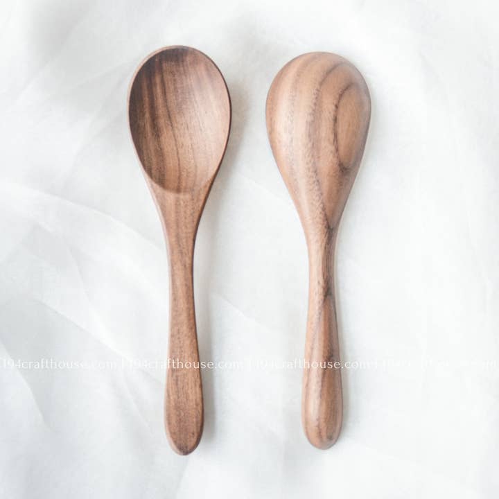 6" Walnut Wood Spoon For Eating - Kitchen Serving Utensils for wholesale by 194 Craft House