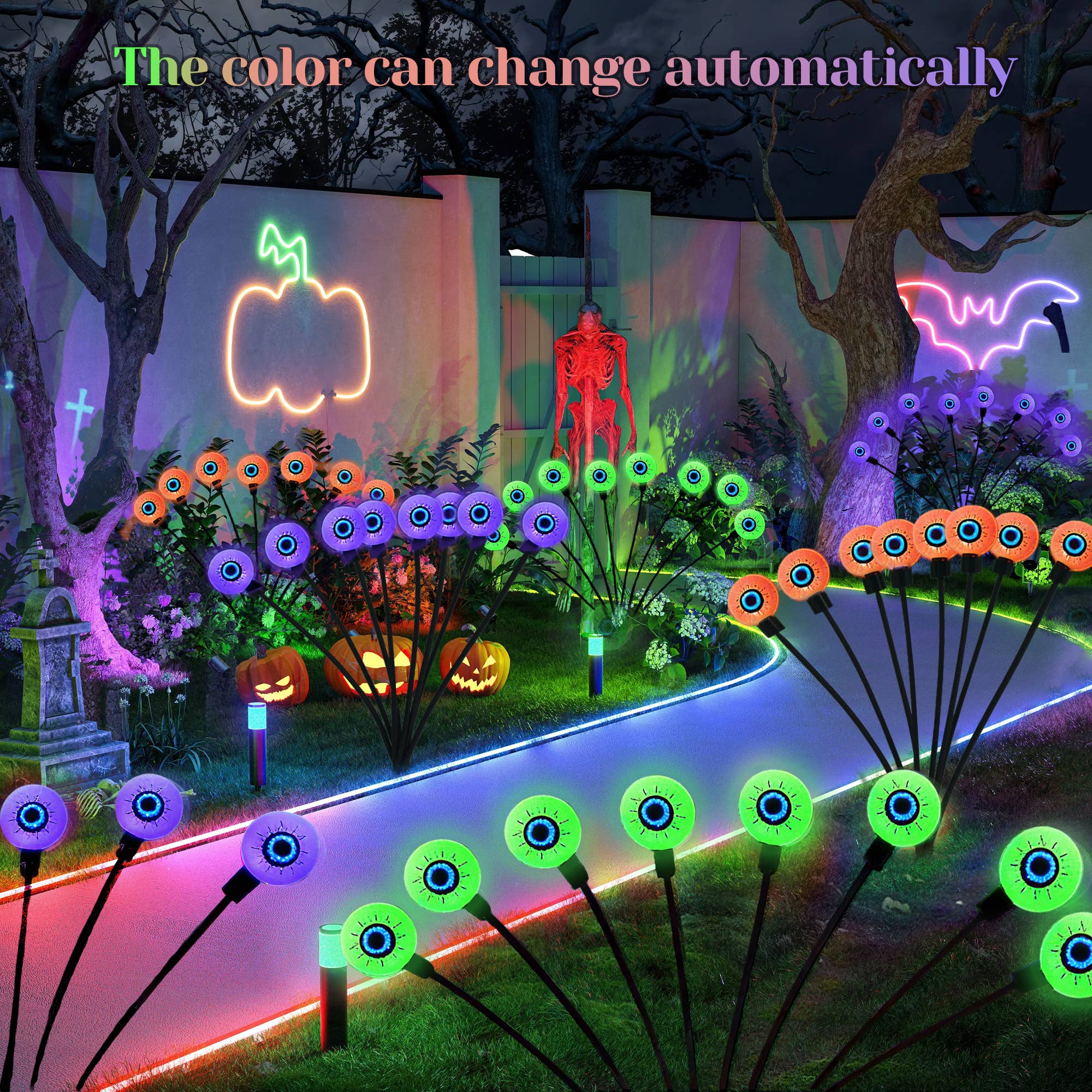 Heynemo - Wholesale Outdoor Ornament/Decor - Solar Halloween Eyeball Lights Outdoor, 8 Pieces LED Eyes4