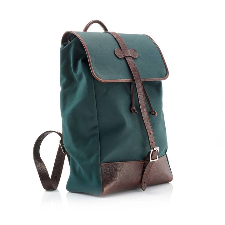 WANDERLUST Cotswold Canvas Backpack ~ Classic Green for wholesale by Prince of Scots