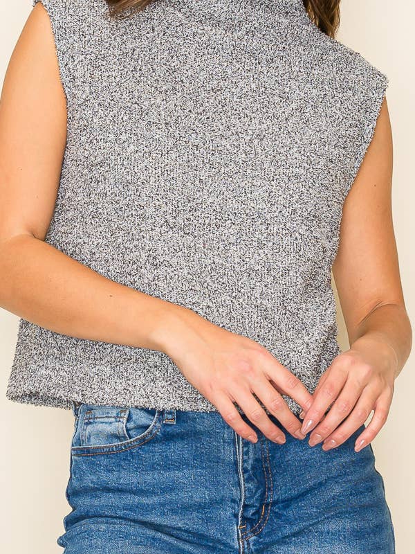 Tres Bien, Inc - Wholesale Tank Top - Women's - MOCKNECK S/L COZY KNIT CROP TOP1