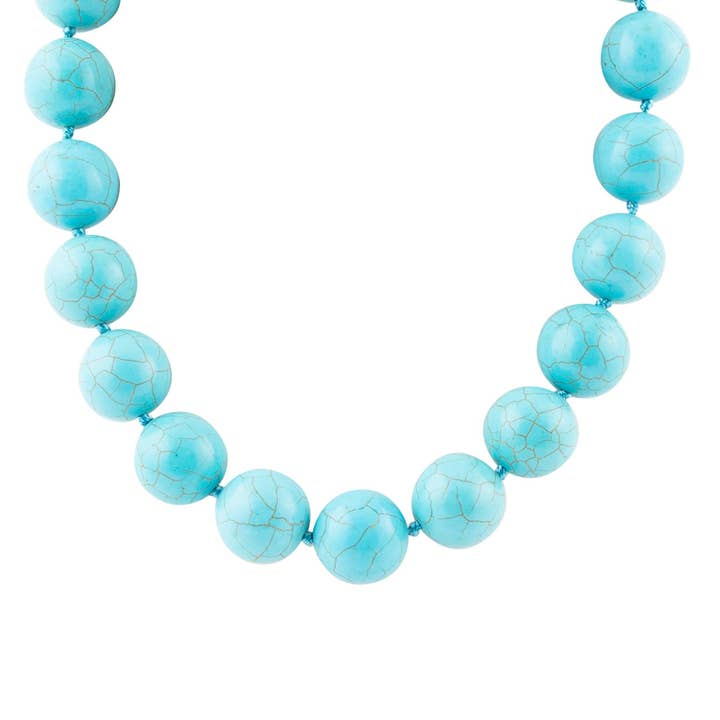 Collana Rotonda in Magnesite Blu Massiccio per la vendita all'ingrosso da parte di Barse Jewelry