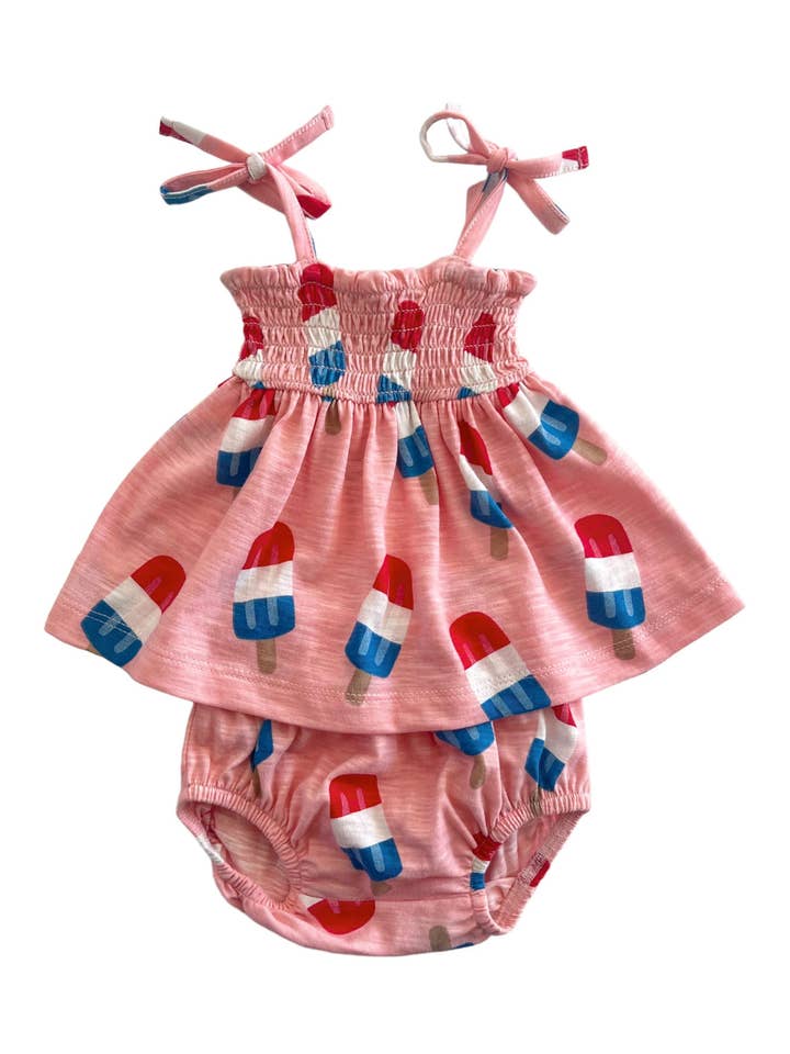 SIIX Collection - Wholesale Clothing Set - Baby - Popsicle Pink / Organic Smocked Set