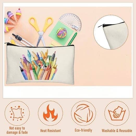 Alo Organic International - Wholesale Pencil case/pouch - Blank DIY Craft Canvas Pencil Case - Makeup Pouch 8.3x5 Inch2